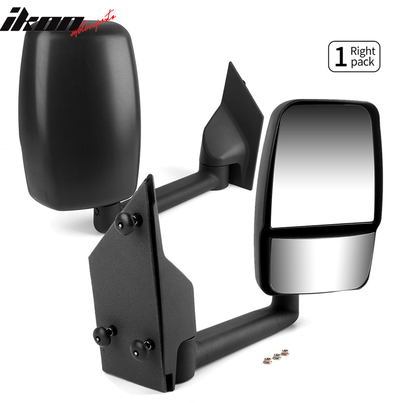 Fits 03-17 Chevy Express GMC Savana Side View Towing Mirror Textured Black Right