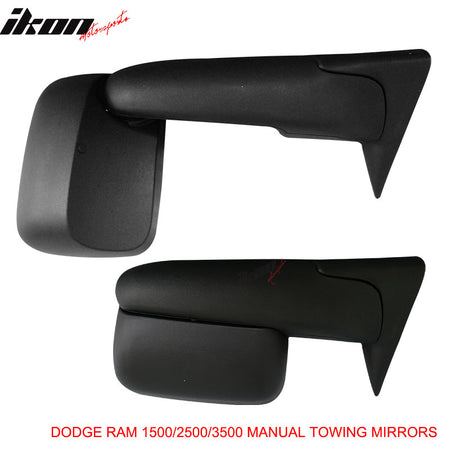 Fits 94-01 Dodge Ram 1500 94-02 2500 3500 Towing Mirrors Pair + Support Bracket