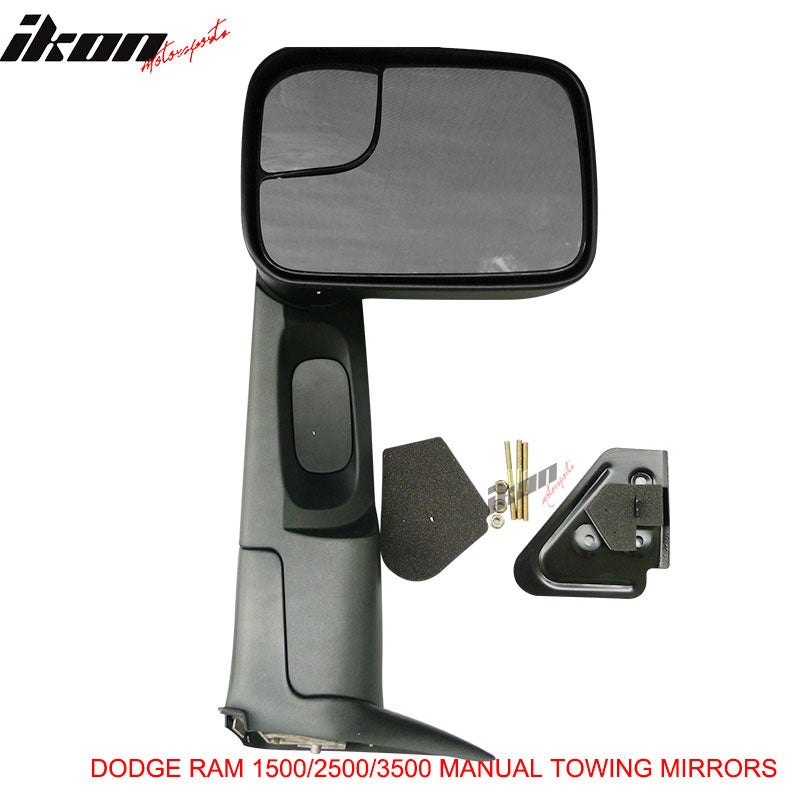 Fits 94-01 Dodge Ram 1500 94-02 2500 3500 Towing Mirrors Pair + Support Bracket