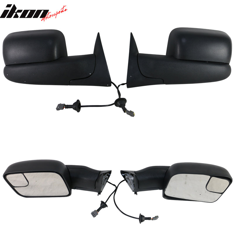 Towing Mirror Compatible With 1994-2001 Dodge RAM 1500 ，1994-2002 Dodge RAM 2500 3500, Towing Side View Tow Mirrors Power Left Right 2PC by IKON MOTORSPORTS, 1995 1996