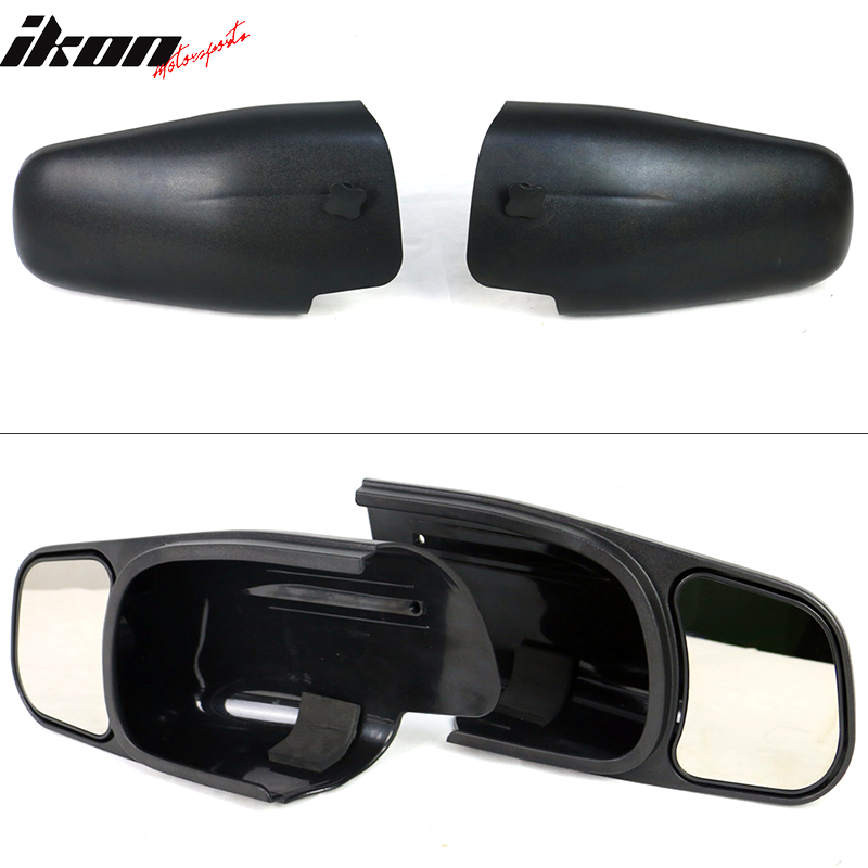 IKON MOTORSPORTS, Side Towing Mirrors Compatible With 1999-2007 Chevy Silverado Tahoe Suburban & GMC Sierra & Cadillac Escalade, Side View Towing Mirrors Black, 2000 2001 2002 2003 2004 2005 2006