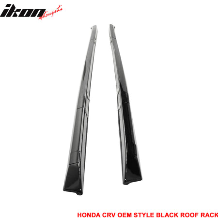 Fits 12-16 Honda CR-V CRV OE Style Roof Rack Side Rail ABS Gloss Black Pair