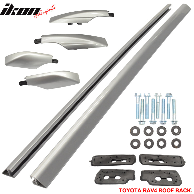 Roof Rack Compatible With 2006-2012 Toyota RAV4, Factory Style Silver Top Roof Rack Side Rail 2PC Pair by IKON MOTORSPORTS, 2007 2008 2009 2010 2011