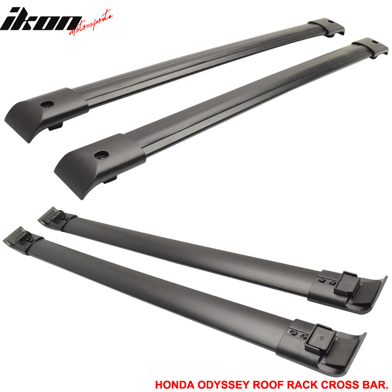 IKON MOTORSPORTS, Roof Rack Cross Bar Compatible With 2005-2010 Honda Odyssey with Side Rail, Van Factory Style Black Top Rack Side Rails Luggage Carrier Kit