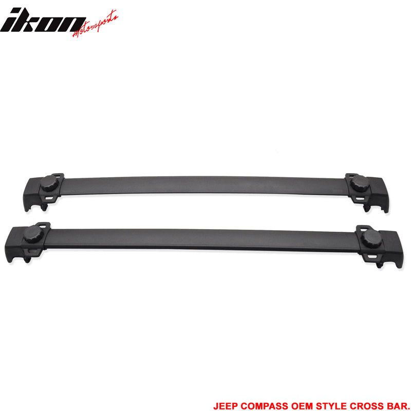 Cross Bar Compatible With 2011-2016 Jeep Compass, Factory Style Roof Rack  Crossbar Black ABS Aluminum by IKON MOTORSPORTS, 2012 2013 2014 2015 – Ikon  Motorsports