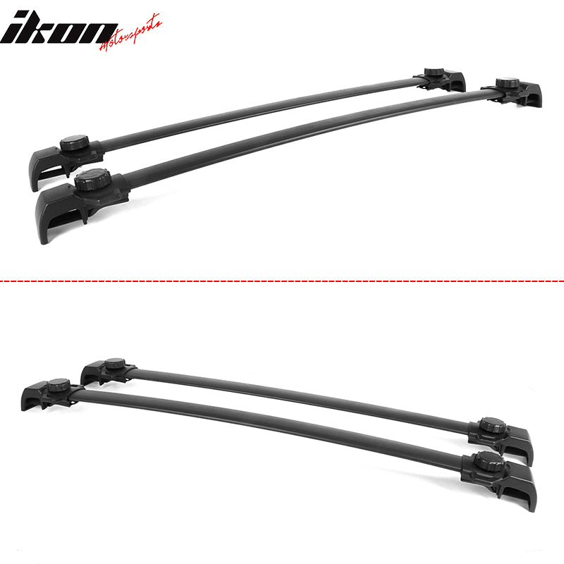 Cross Bars Compatible With 2014-2023 Jeep Renegade, Factory Style Black Aluminum Roof Rack Cross Bars Pair By IKON MOTORSPORTS, 2015 2016 2017