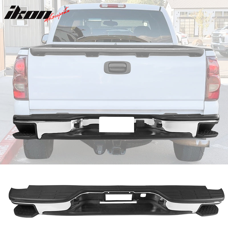 1999-2006 Chevy Silverado Sierra Chrome Black Rear Step Bumper Steel