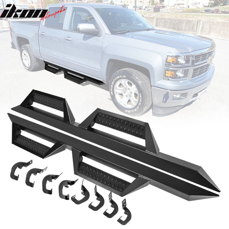 2007-2018 Chevy Silverado Crew Cab BZ Style Black Running Boards