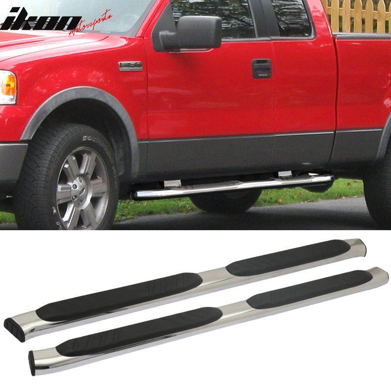 2004-2014 Ford F150 Extended Cab OE Silver Black Running Board Steel