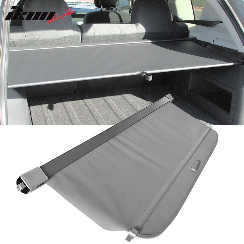 IKON MOTORSPORTS, Cargo Cover Compatible With 2007-2017 Jeep Compass & Patrior, Vinly+Aluminum Rod Tonneau Cover Retractable