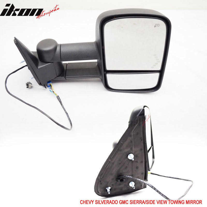 Fits 03-07 Silverado GMC Sierra Side Tow Towing Mirror Heated Power Arrow Lamp