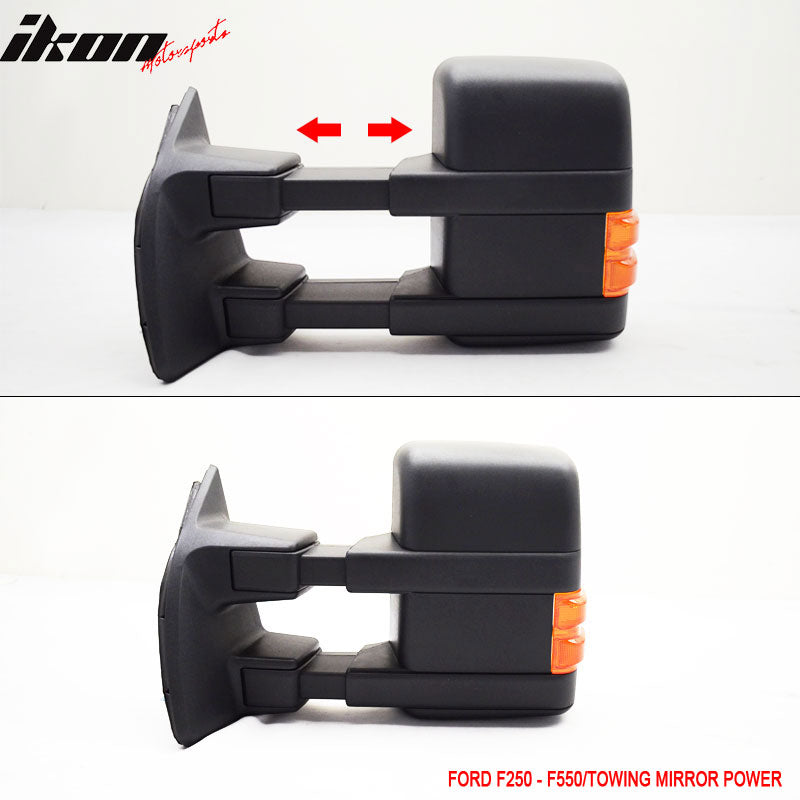 Fits 99-07 F250 Side View Towing Mirror Power Dual Arm Pair Non Heated