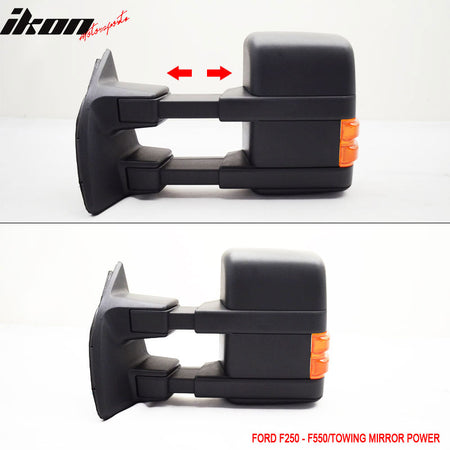 Fits 99-07 F250 Side View Towing Mirror Power Dual Arm Pair Non Heated