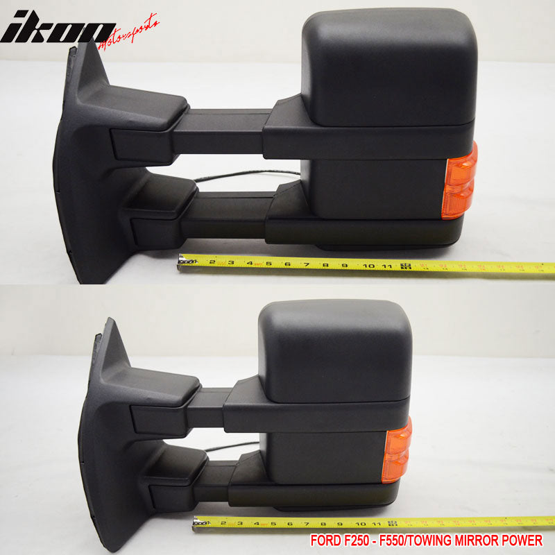 Fits 99-07 F250 Side View Towing Mirror Power Dual Arm Pair Non Heated