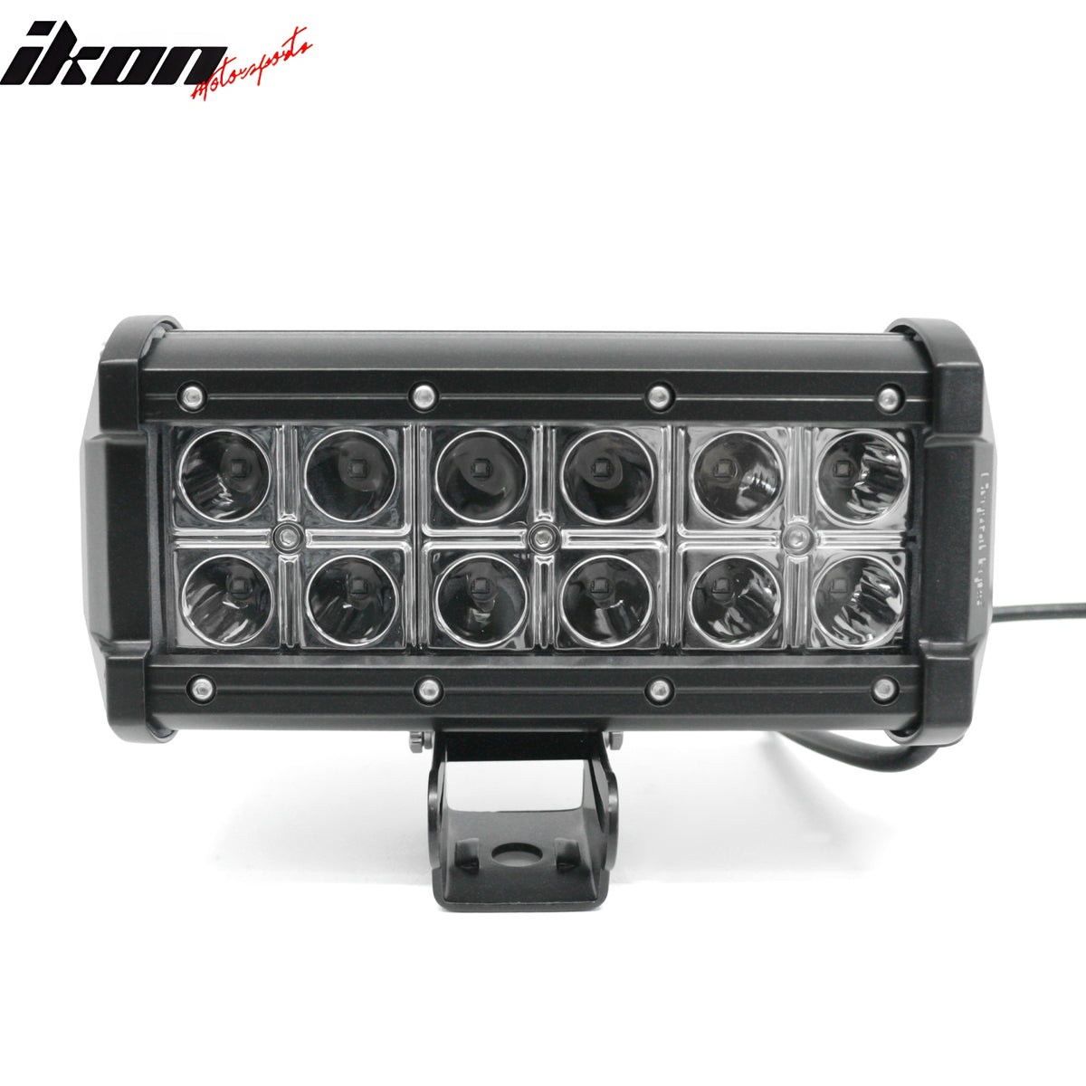 IKON MOTORSPORTS LED Light Bar, Compatible with Universal, Black 7" 36W 12 LED 2 Row 30 Degree Flood LED Work Light Bar Spot Flood Combo Truck SUV ATV Off Road