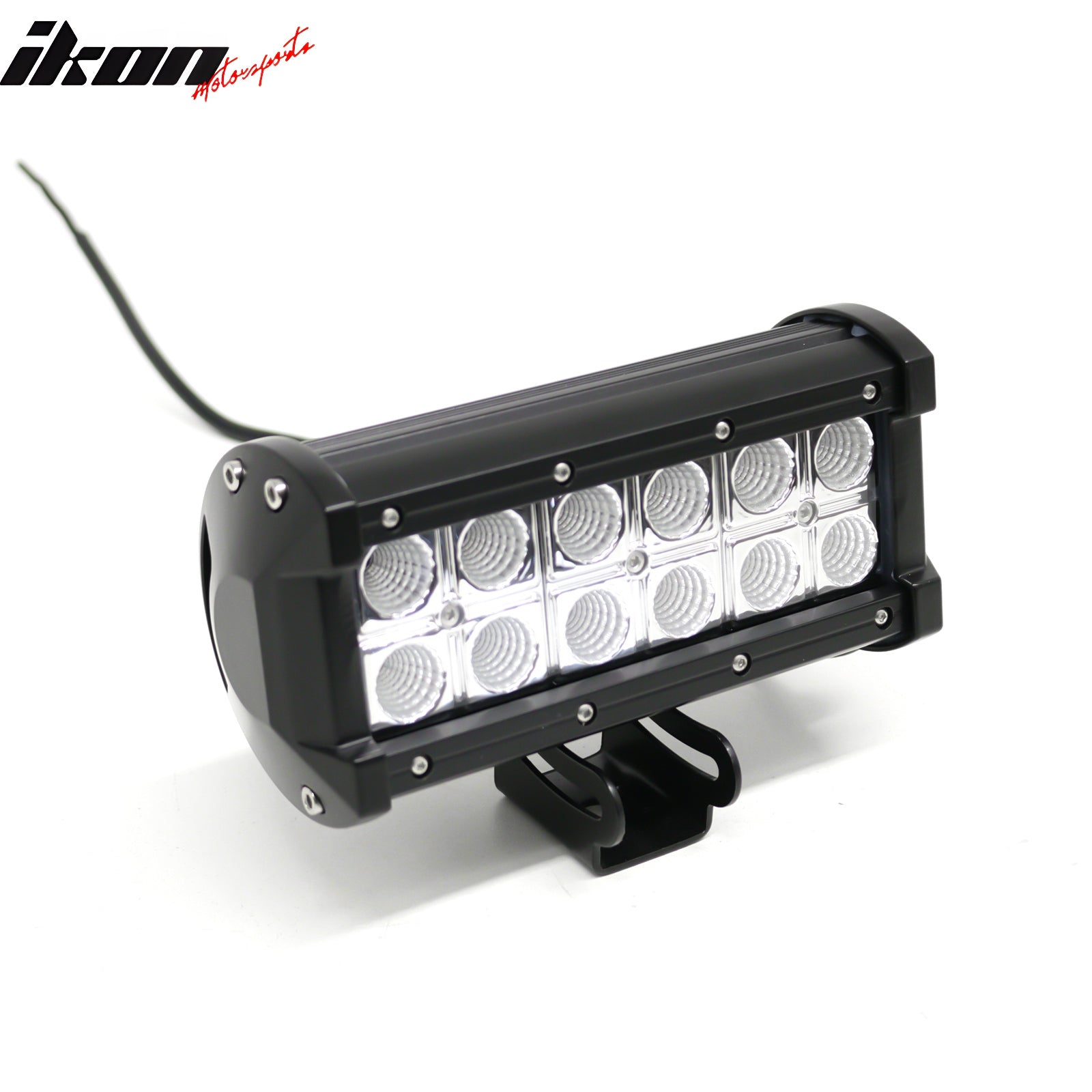 Universal Fit LED Light Bar Black 7" 36W 12 LED 2 Row 60 Degree Flood
