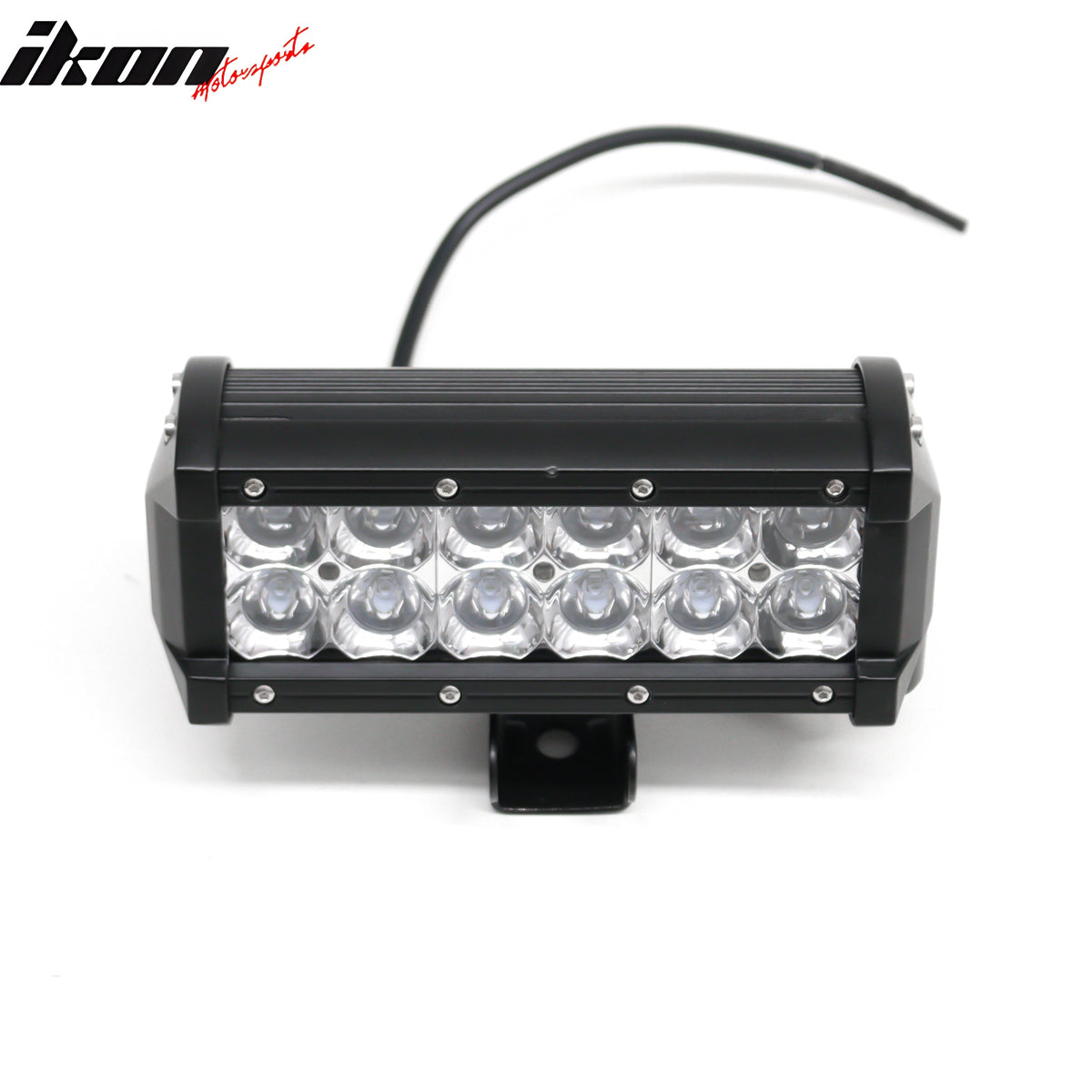 IKON MOTORSPORTS LED Light Bar, Compatible with Universal, Black 7" 36W 12 LED 2 Row 8 Degree Spot LED Work Light Bar Spot Flood Combo Truck SUV ATV Off Road