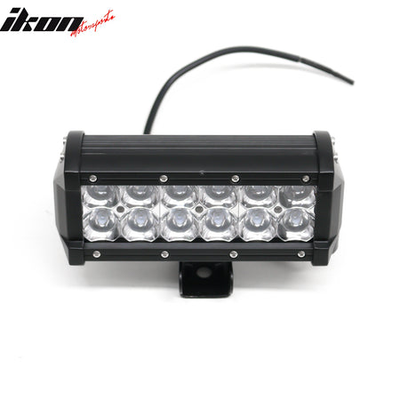 IKON MOTORSPORTS LED Light Bar, Compatible with Universal, Black 7" 36W 12 LED 2 Row 8 Degree Spot LED Work Light Bar Spot Flood Combo Truck SUV ATV Off Road