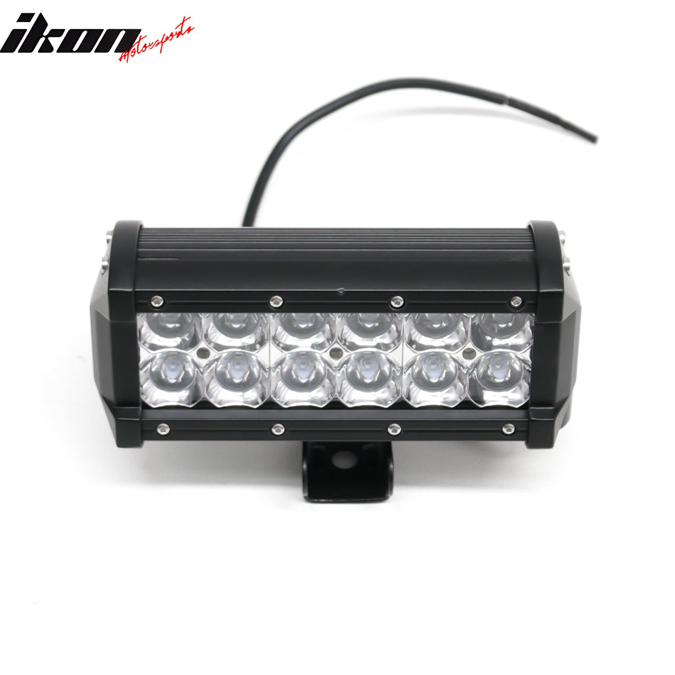 IKON MOTORSPORTS LED Light Bar, Compatible with Universal, Black 7" 36W 12 LED 2 Row 8 Degree Spot LED Work Light Bar Spot Flood Combo Truck SUV ATV Off Road