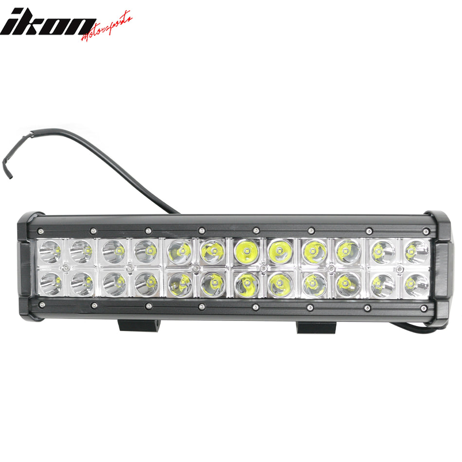 13" 72W 24 LED 2 Row 30 Degree Flood LED Work Light Bar Spot Flood Combo Truck SUV ATV Off Road For Universal Black