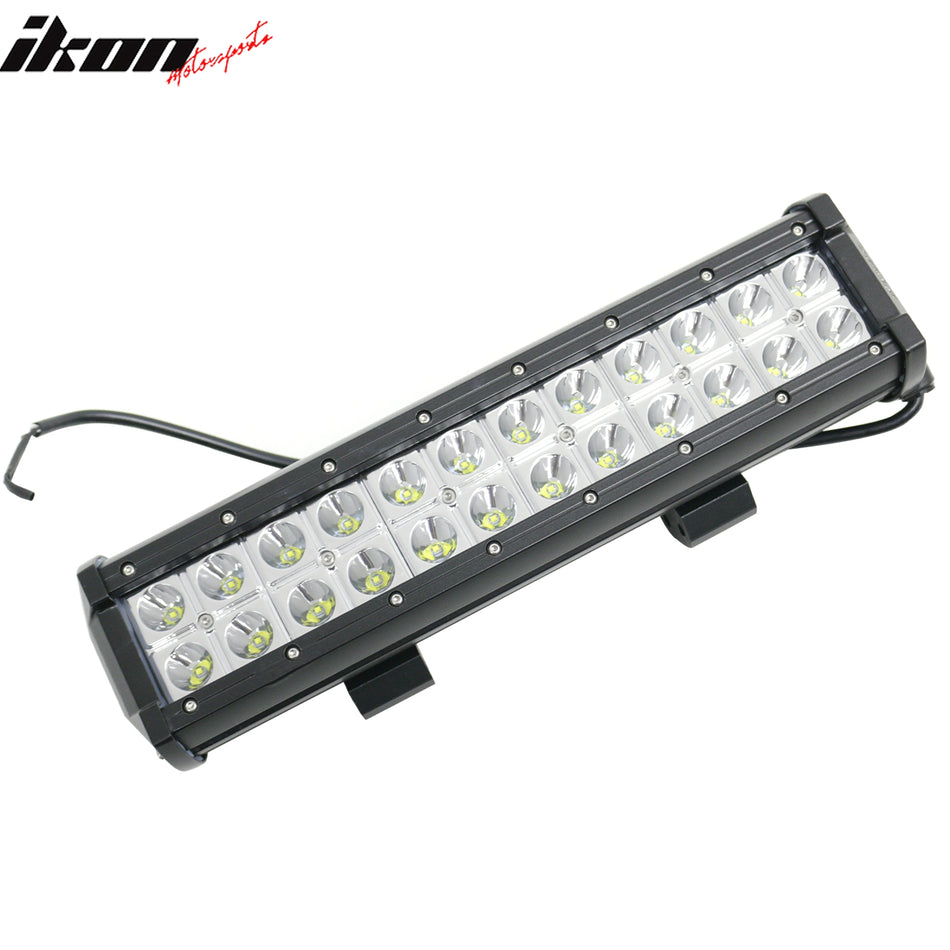 IKON MOTORSPORTS LED Light Bar, Compatible with Universal, Black 13" 72W 24 LED 2 Row 30 Degree Flood LED Work Light Bar Spot Flood Combo Truck SUV ATV Off Road