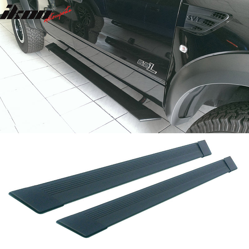IKON MOTORSPORTS, Compatible With 2007-2014 Sierra Double Cab Black Running Board Step Bar + Brackets
