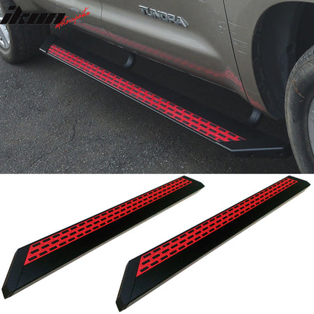 Compatible With 2004-2014 F150 Super Crew Cab Red Black Running Board Step Bar + Brackets