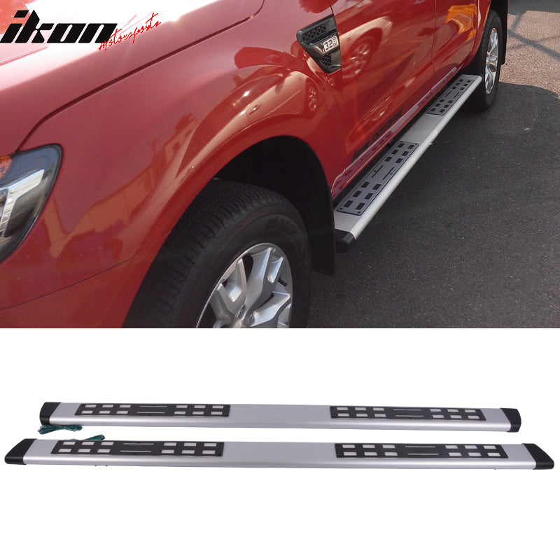 Compatible With 2007-2013 Sierra Avalanche Crew Cab White LED Strip Running Board Step Bar + Bracket