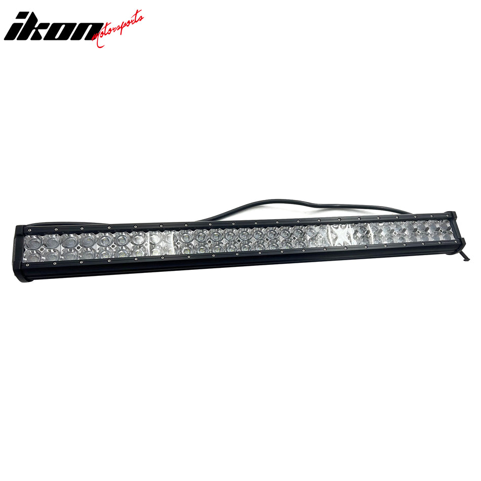 IKON MOTORSPORTS LED Light Bar, Compatible with Universal, Aluminum Black 31" 180W 60 LED Light Bar Truck SUV ATV Jeep Offroad Driving (60 Degree Flood+8 Degree Spot, 2 Rows, B1 Bottom Mount Rivets)