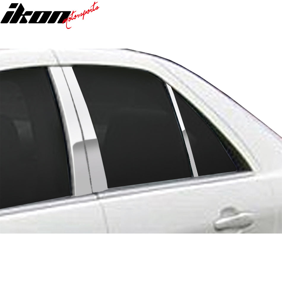IKON MOTORSPORTS, Pillar Post Compatible With 1999-2004 Cadillac Seville, Mirror Finish Stainless Steel Door Window Decorations Pillar Post Molding Cover Trim Accessories 6PCS