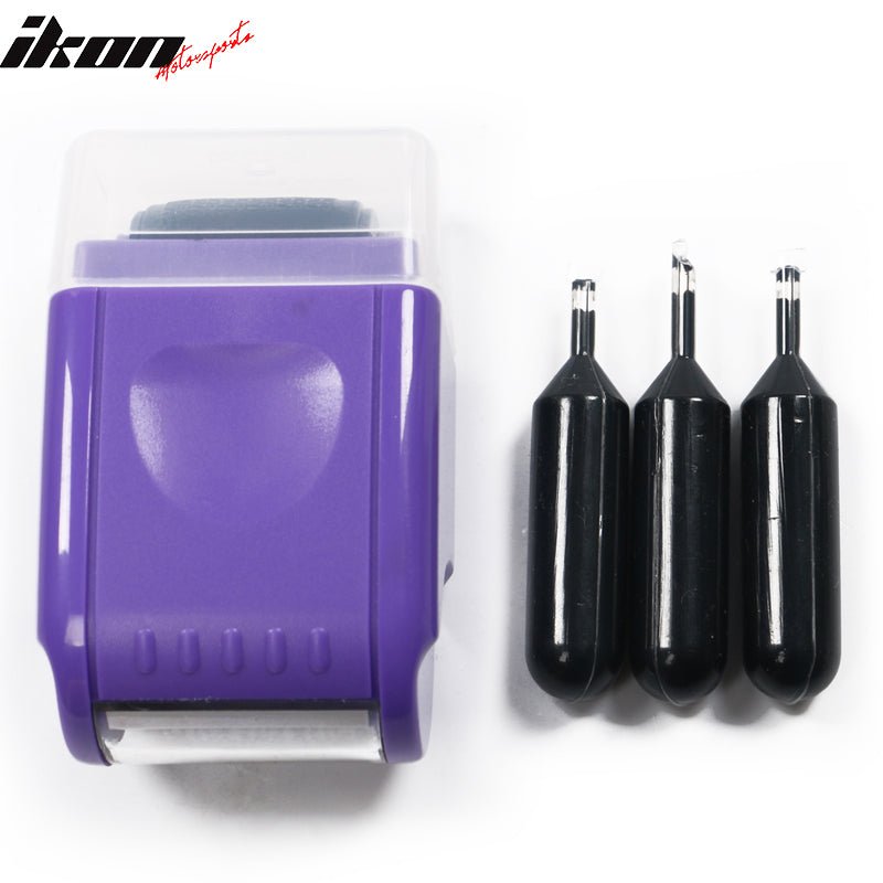 0.67in ID Protection Guard Wide Roller Stamp w/ 3ink Refill Purple