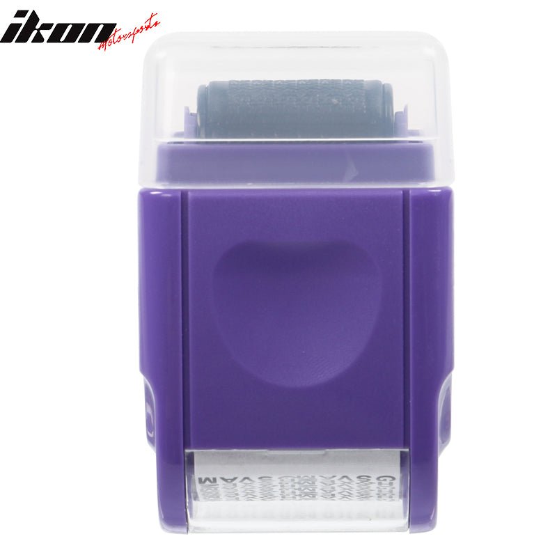 IKON MOTORSPORTS, Identity Theft Roller Stamp, Purple ID Protection Confidential Guard Wide Roller Stamp With 3 Ink Refill