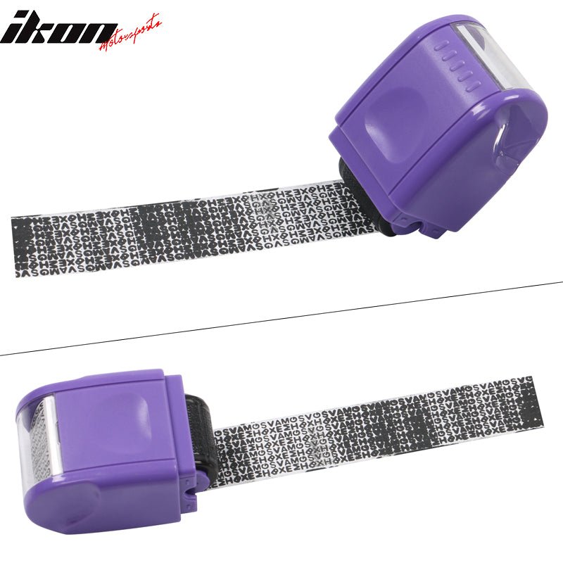 0.67 In Identify Theft Protection Guard Wide Roller Stamp w/ 3 Ink Refill Purple