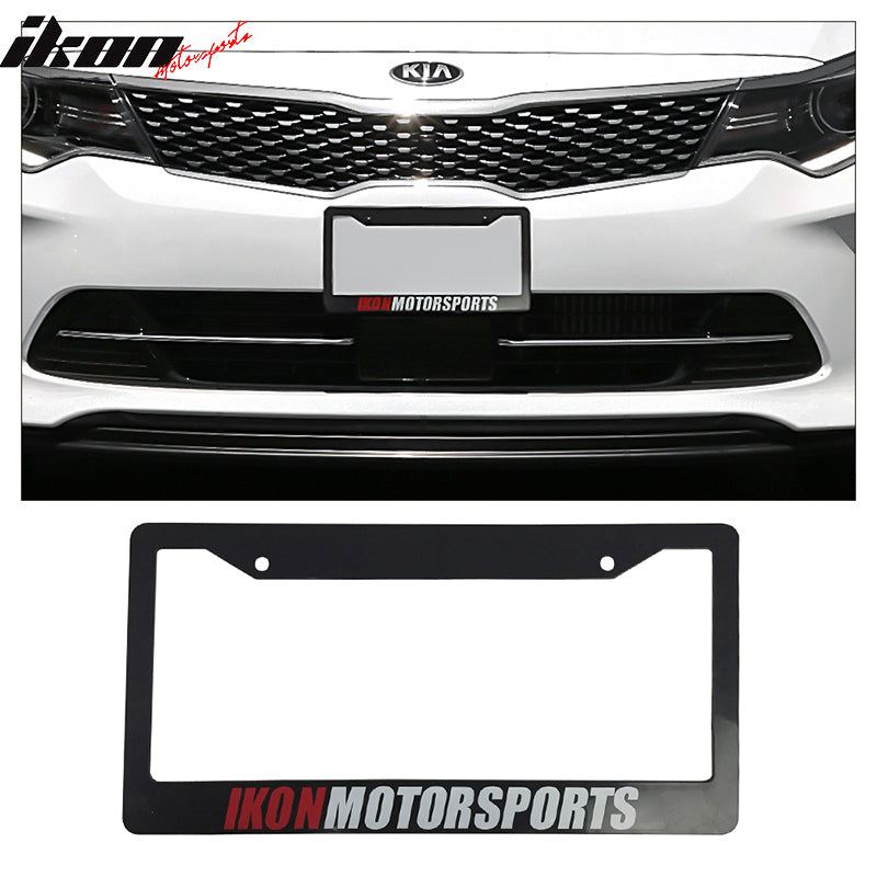 Black License Plate Frame Holder Bracket IKON MOTORSPORTS + Screw Cap