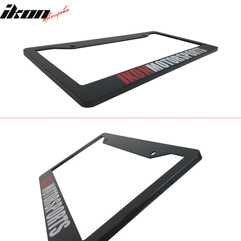 License Plate Frame Compatible With Any Car, Black License Plate Holder Bracket With Screw Cap by IKON MOTORSPORTS