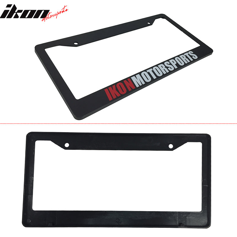 Black Universal IKON MOTORSPORTS Auto Car License Plate Frame Holder Gloss Black