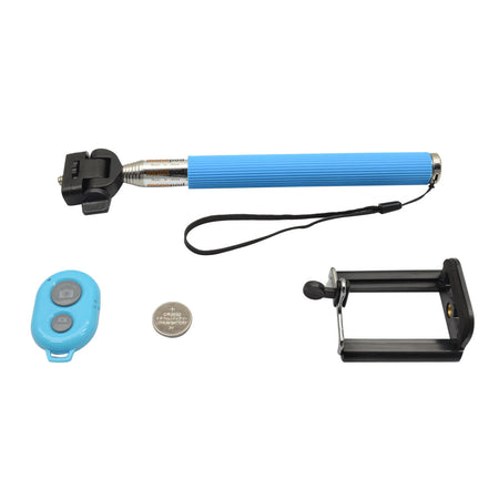 Blue Remote Extendable Bluetooth Selfie Stick Tripod Holder Compatible With iPhone & Galaxy