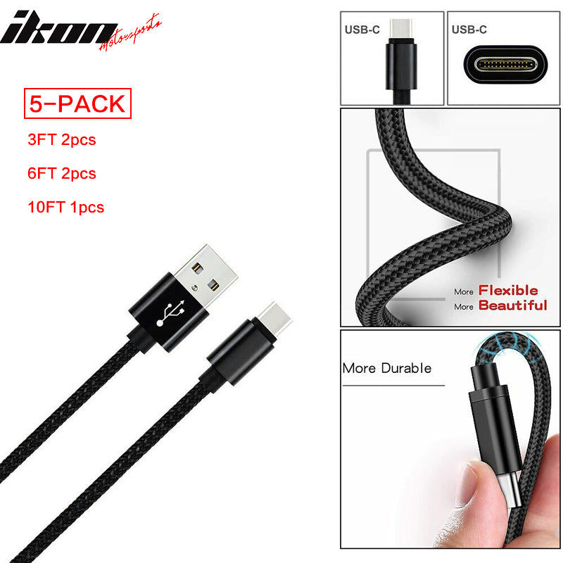 Type C USB Charge Cable Fast Charging Data Sync Cable 3Ft 6Ft 10Ft