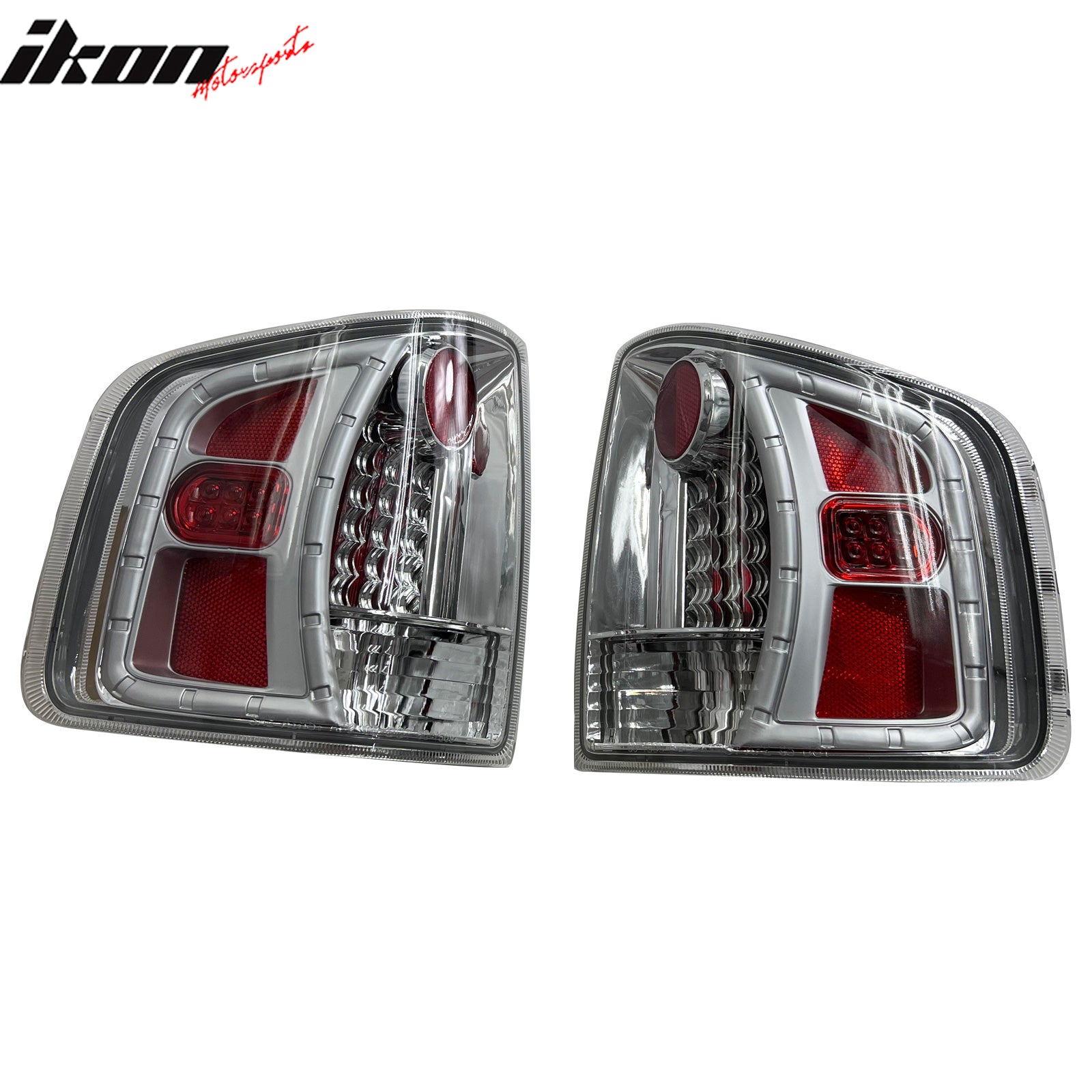 IKON MOTORSPORTS, Tail Lights Compatible with 1994-2004 Chevy S10/GMC S15/Sonoma 1996-2000 Isuzu Hombre, Chrome Multi-Diamond Cut Style Rear Parking Tail Lights Reverse Brake Lamps Replacement 2PCS