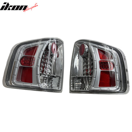 IKON MOTORSPORTS, Tail Lights Compatible with 1994-2004 Chevy S10/GMC S15/Sonoma 1996-2000 Isuzu Hombre, Chrome Multi-Diamond Cut Style Rear Parking Tail Lights Reverse Brake Lamps Replacement 2PCS