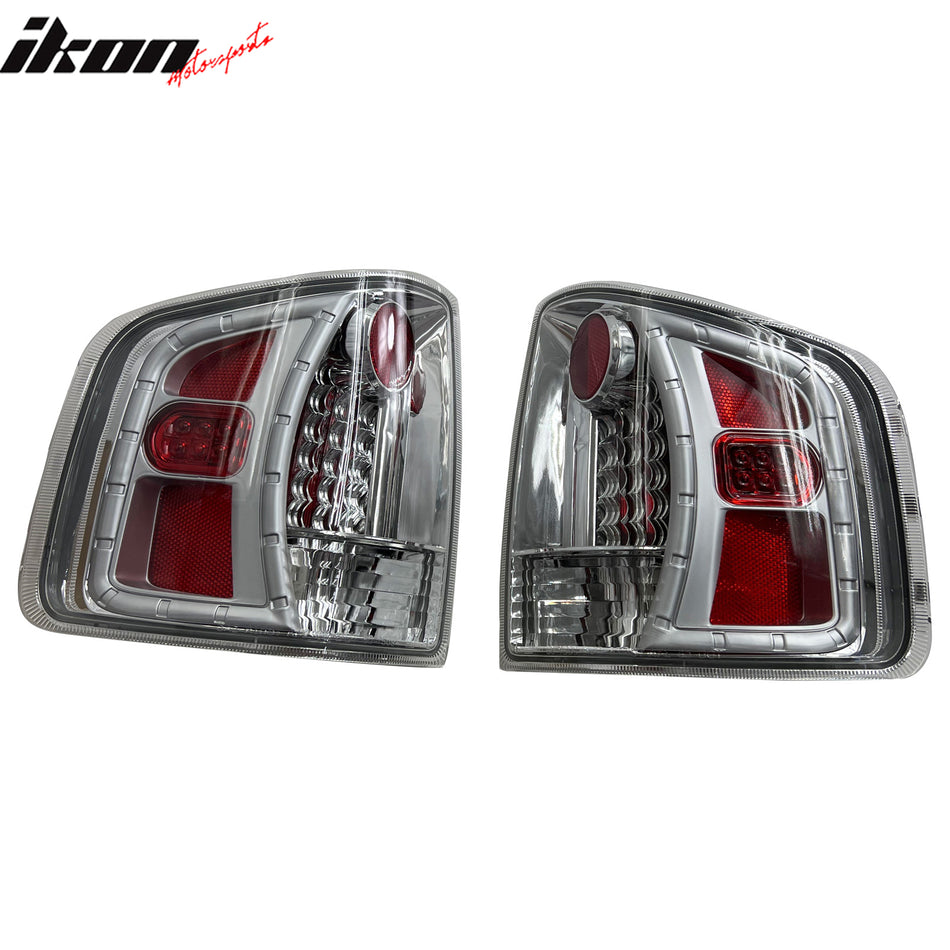 IKON MOTORSPORTS, Tail Lights Compatible with 1994-2004 Chevy S10/GMC S15/Sonoma 1996-2000 Isuzu Hombre, Chrome Multi-Diamond Cut Style Rear Parking Tail Lights Reverse Brake Lamps Replacement 2PCS