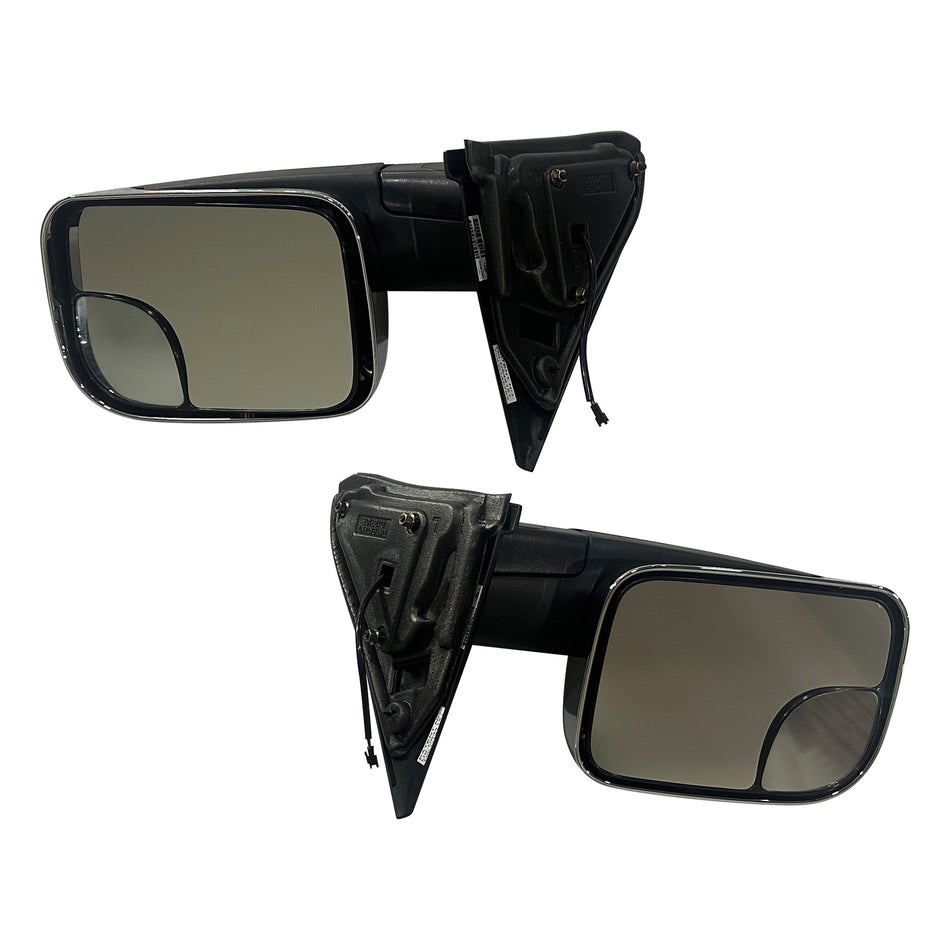 IKON MOTORSPORTS, Towing Mirrors Compatible With 2002-2008 Dodge Ram 1500, 2003-2009 Ram 2500/3500, Chrome Finish Manual Side View Towing Mirror with Turn Signal Pair