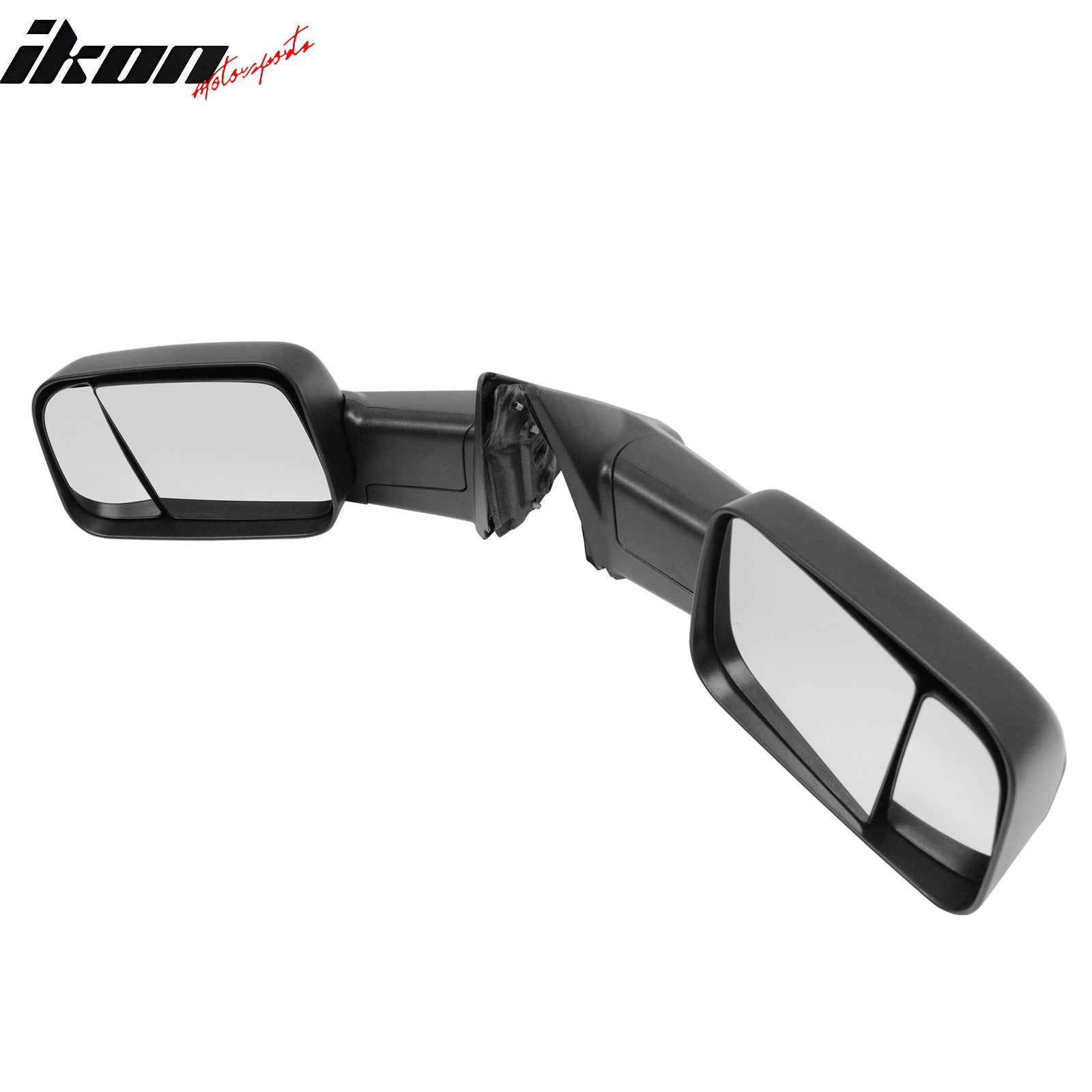 IKON MOTORSPORTS Towing Mirrors, Compatible with 2009-2018 Dodge Ram 1500 & 2010-2018 Ram 2500/3500, Black Left Right LH RH Manual Side Tow Mirror Assembly Replacement, 2PCS