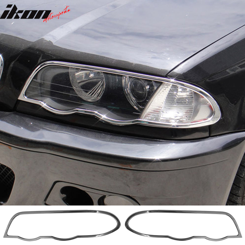 Headlight Bezel Cover Trim Surround Rim for BMW 3-Series E46 Sedan 1999-2001 Chrome ABS