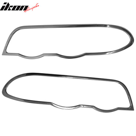 IKON MOTORSPORTS, Headlight Bezel Compatible with 1999-2001 BMW 3-Series E46 Sedan, Chrome ABS Front Head Lights Lamps Exterior Cover Frames Trim Surround Rim Pair