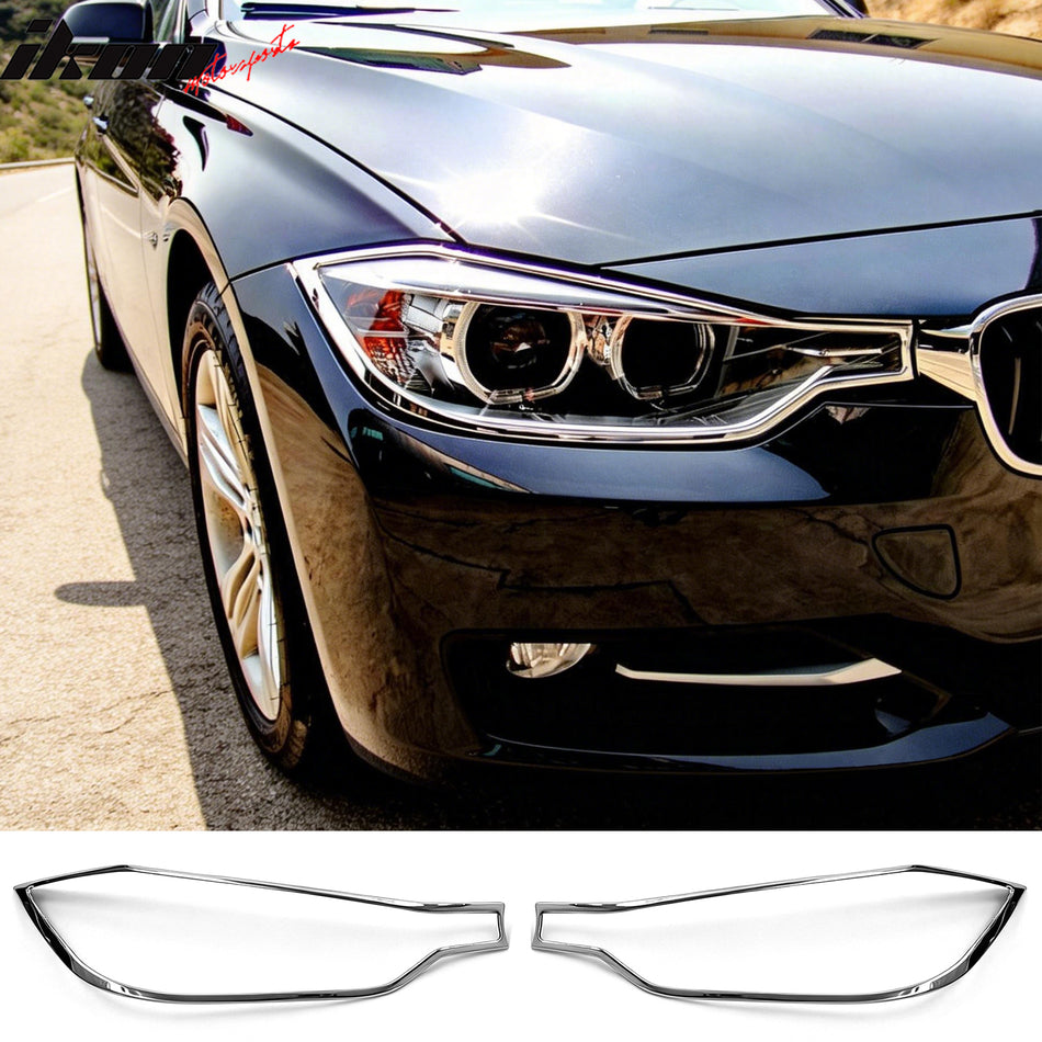 2012-2018 BMW F30 3-Series Sedan Chrome Headlights Trim Bezel Cover Surround Rim ABS