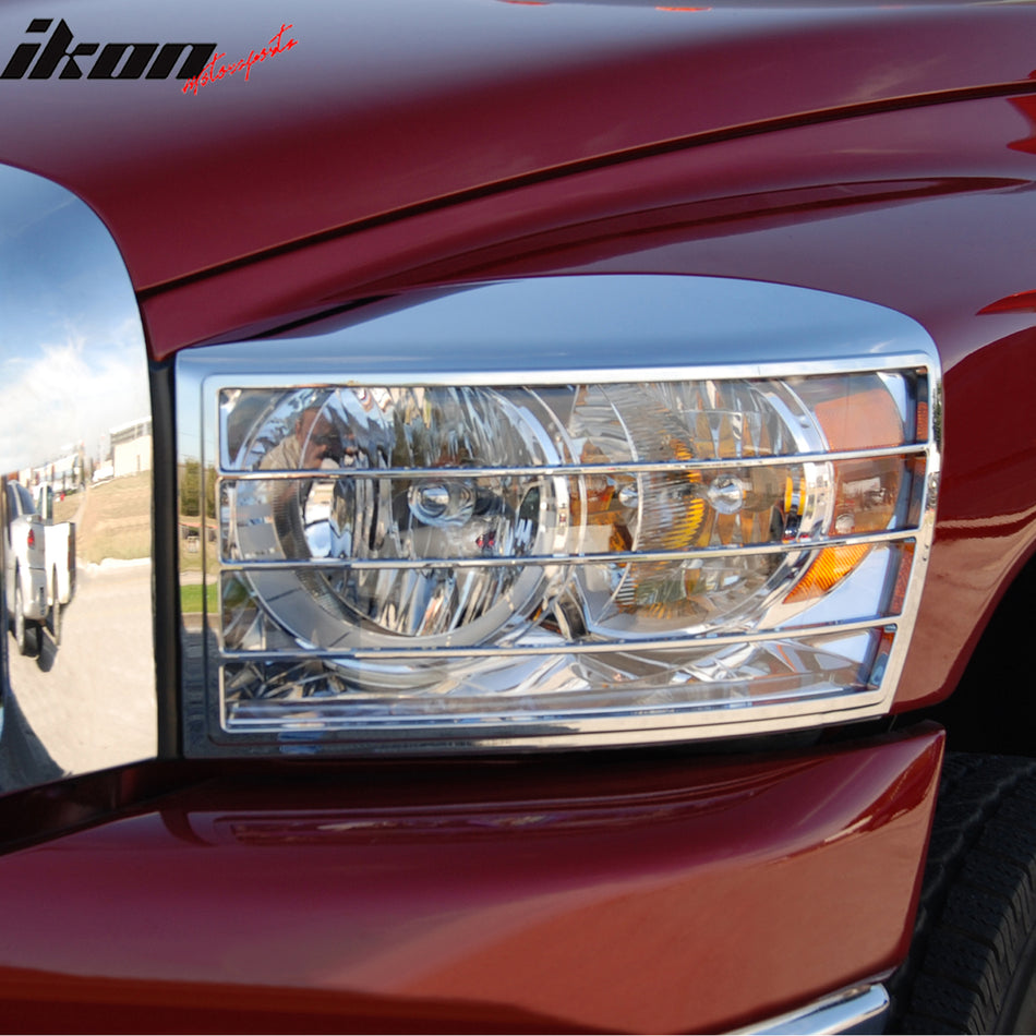 2006-2008 Dodge Ram 1500 2500 3500 Headlight Bezels Cover Chrome ABS