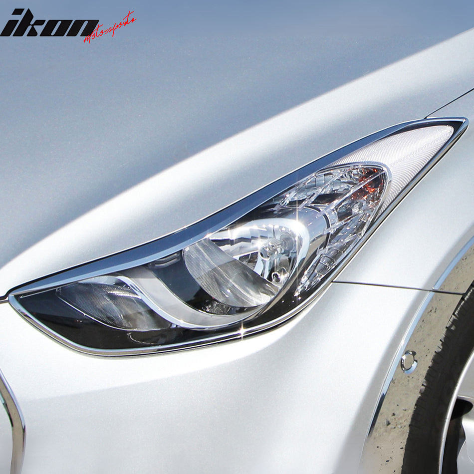 2011-2016 Hyundai Elantra 4Dr Headlight Bezels Cover Trim Chrome ABS