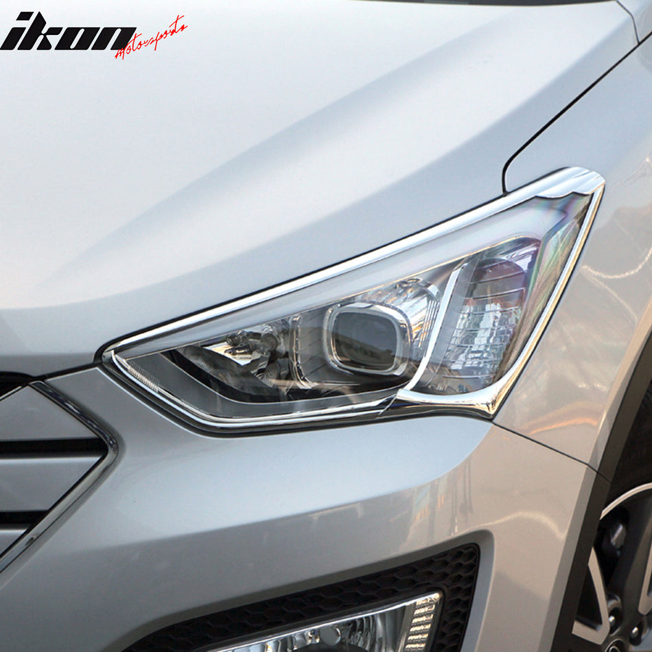 2013-2015 Hyundai Santa Fe Headlight Bezels Cover Trims Chrome ABS