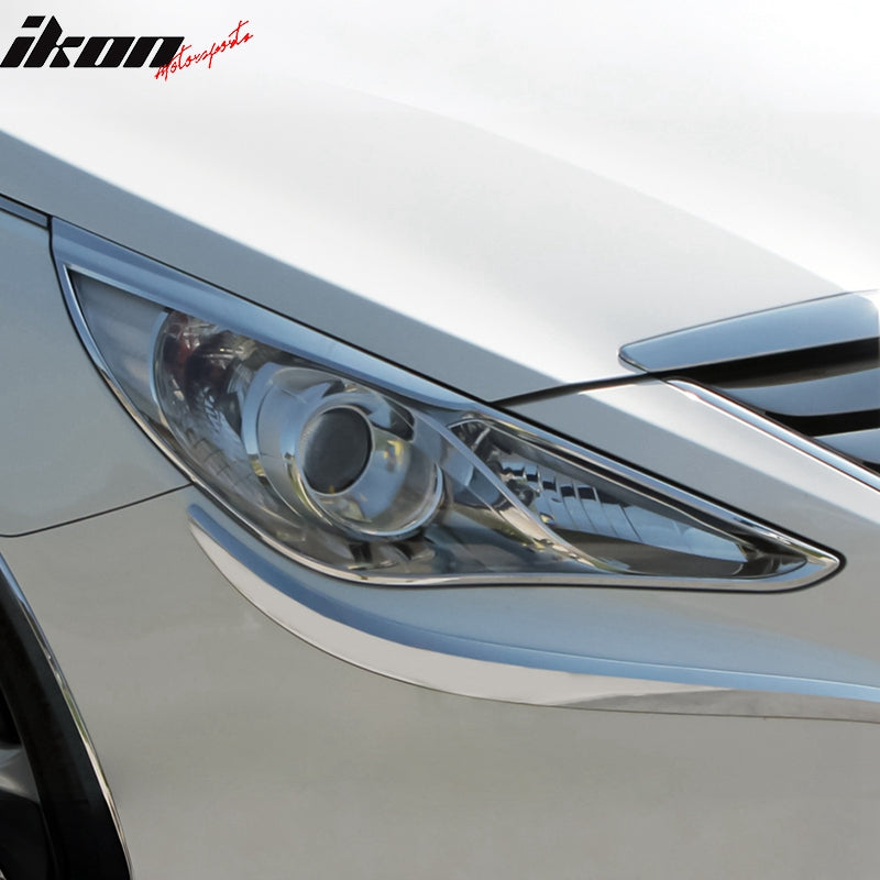 2011-2013 Hyundai Sonata Headlight Bezels Cover Trims Chrome ABS Pair